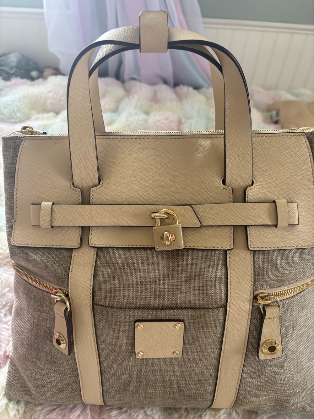 Henri Bendel Jetsetter Canvas Saffiano Convertible Backpack Tote - Picture 8 of 15